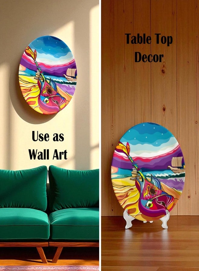 PAINTZSTORIES طبق جداري مزخرف من PAINTZSTORIES لتزيين المنزل | طبق فني جداري من السيراميك | قطع ديكور جدارية لغرفة المعيشة وغرفة النوم | عمل فني يدوي بألحان متناغمة | هدية للمنزل | 10 بوصة - Image 4